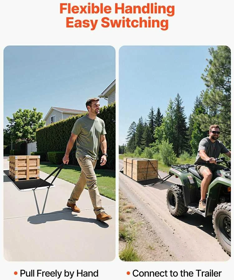 Sunkiasvorė kiemo tempimo rogė, 2.8 x 1.015 m PE čiuožykla ATV, traktoriui, ūkio darbams, medienai, žvyrui, medžioklei