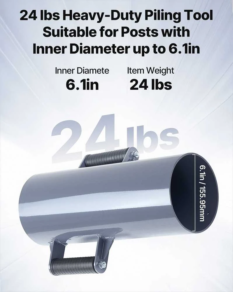 Sunkioji rankinė tvoros stulpų kalyklė, metalinis T formos stulpų muštuvas su ergonomiškomis rankenomis, tinka stulpams iki 155 mm, plieno polių kalimo įrankis ūkiui ir sodui