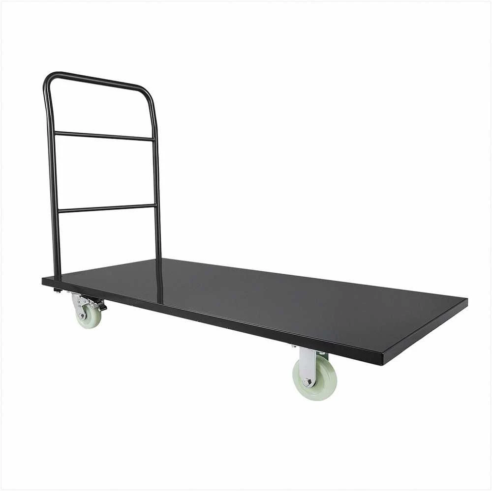 Sunkiojo svorio platforminis plieno vežimėlis su pasukamais ratukais ir rankena, pramoninis rankinis vežimėlis kroviniams ir bagažui, 1525 x 700 x 1090 mm, krovinių gabenimo įranga