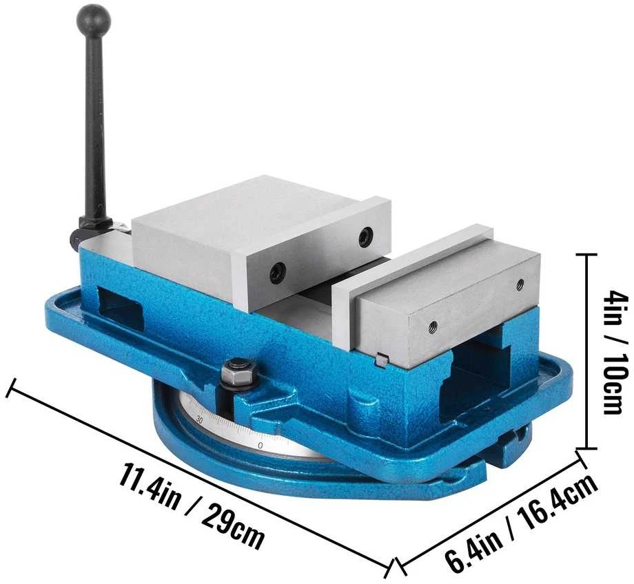 Sunkių apkrovų frezavimo spaustuvas 80mm su 360° pasukamu pagrindu, tikslus CNC spaustuvas, staliaus spaustuvas