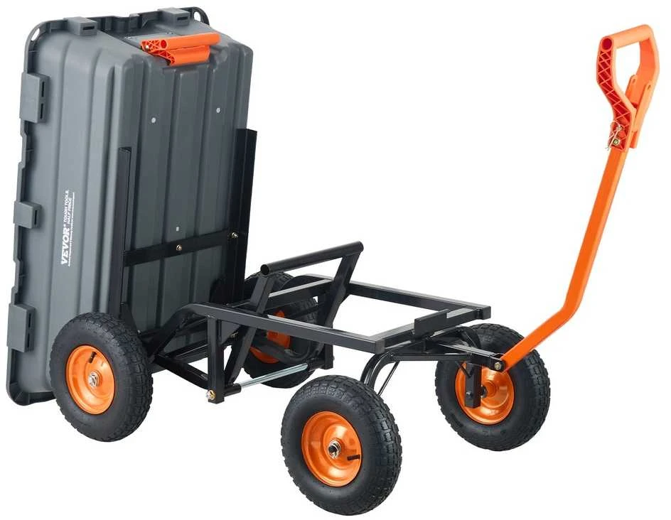 Sunkus sodo vežimėlis 680kg, universalus, polietileninis, 33cm ratai, sodo transportavimo priemonė