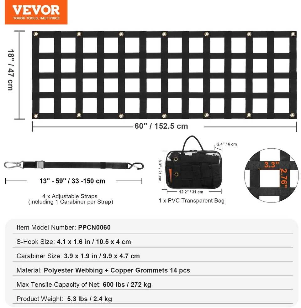 VEVOR Pikapo uodegos tinklas 152 x 47 cm dydžio
