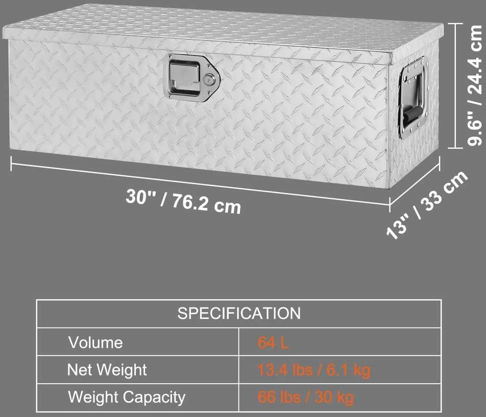 Sunkvežimio kėbulo įrankių dėžė, aliuminio deimantinė plokštė, su užraktu ir raktais, sunkvežimio kėbulo saugojimo dėžė, įrankių skrynia, pikapo įrankių dėžė