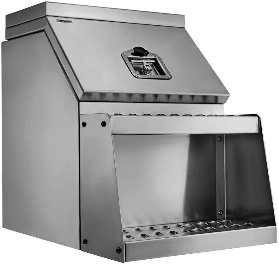 Sunkvežimio pakopos įrankių dėžė, tvirtas aliuminio šoninis laikiklis, vandeniui atspari daiktadėžė bortinėms priekaboms, saugios sunkvežimio pakopos