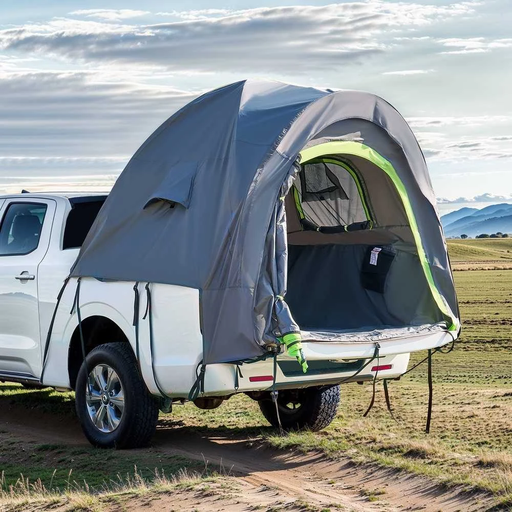 Sunkvežimio palapinė 5.5-6.0 pėdų, vandeniui atspari PU2000 sunkvežimio kėbulo stovyklavimo palapinė, 2-3 asmenų pikapo palapinė