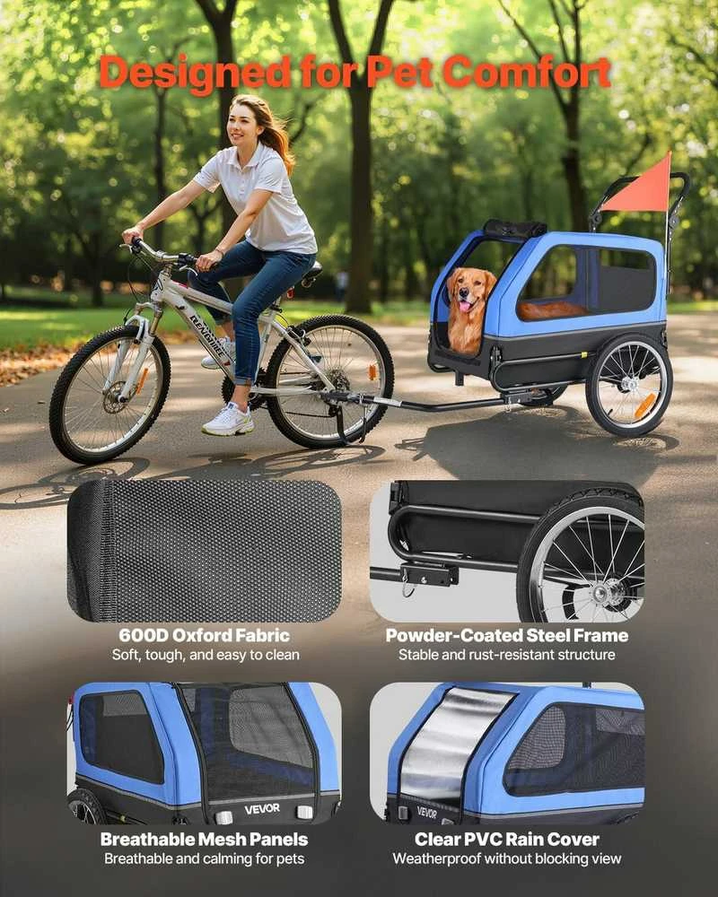 VEVOR Šunų dviračių prikabinamas vežimėlis 2-in-1