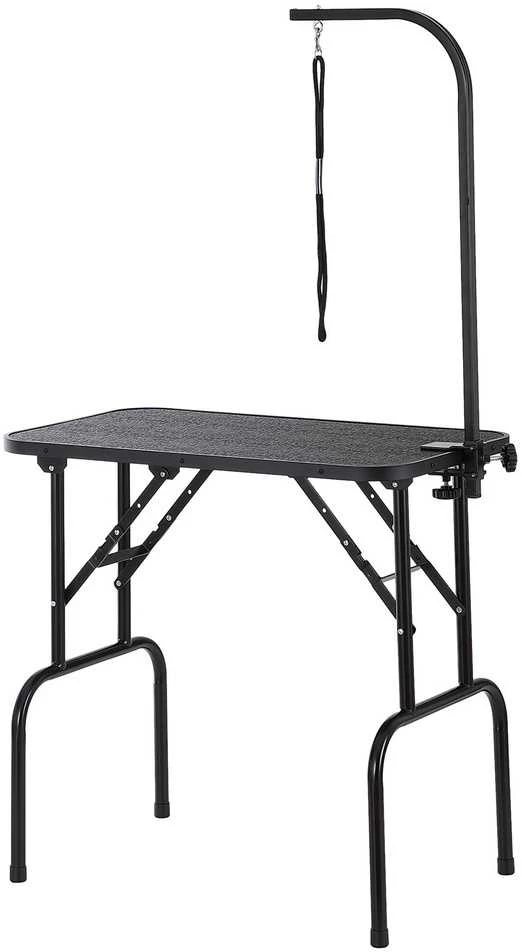 Šunų kirpimo stalas su ranka, sulankstomas, vidutiniams/mažiems šunims, juodas, 807.7 x 459.7 mm, šunų priežiūros stotelė, gyvūnų kirpimo platforma