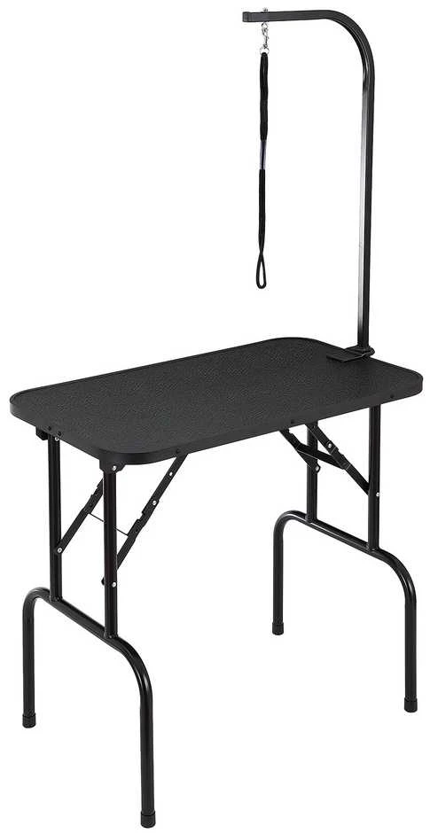 Šunų kirpimo stalas su ranka, sulankstomas, vidutiniams/mažiems šunims, juodas, 807.7 x 459.7 mm, šunų priežiūros stotelė, gyvūnų kirpimo platforma