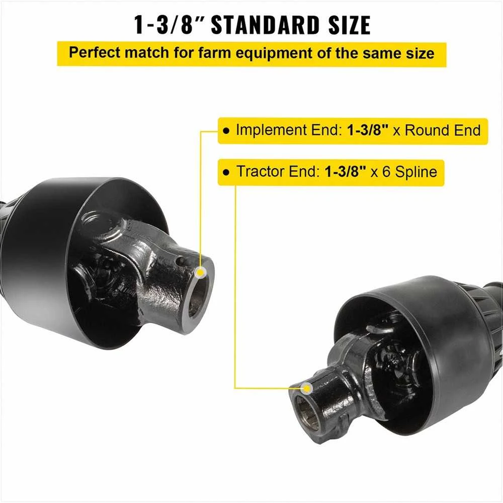 VEVOR PTO velenas su 1-3/8" x 6 šlicais