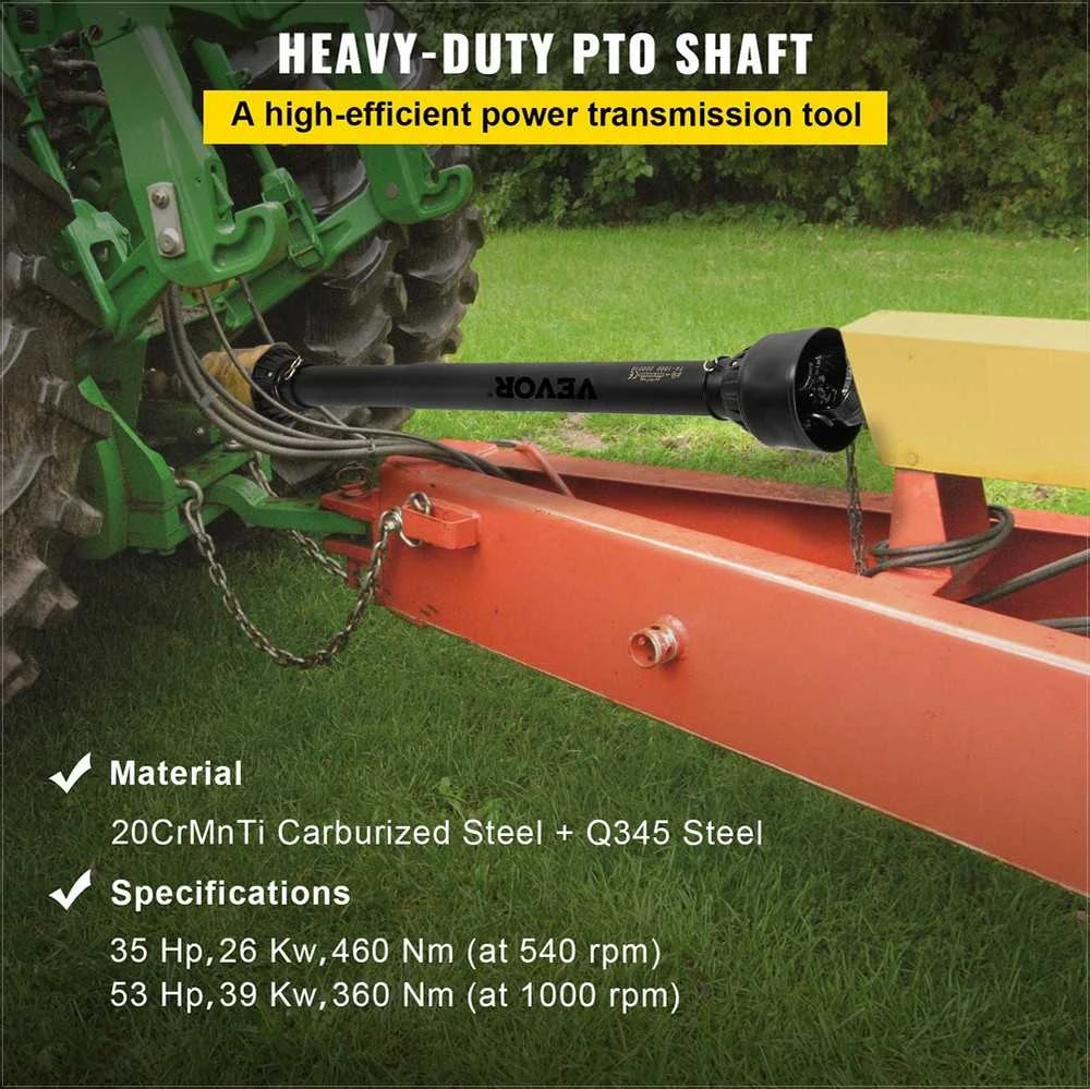 VEVOR PTO velenas su 1-3/8" x 6 šlicais