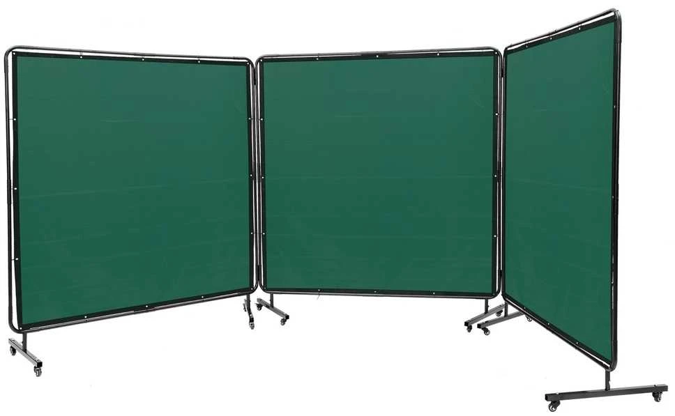 Suvirinimo ekranas su rėmu, nešiojamas suvirinimo apsaugos ekranas, ugniai atspari vinilo suvirinimo užuolaida, 1.8x1.8 m 3 plokščių suvirinimo ekranas dirbtuvėms