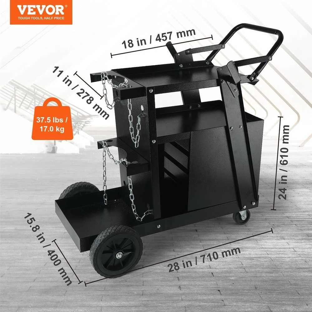 Suvirinimo vežimėlis, 2 aukštų 4 stalčiai, 120.2kg, MIG/TIG/plazminio pjovimo aparatams
