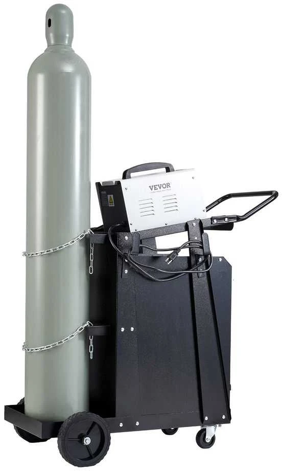 Suvirinimo vežimėlis su stalčiais ir spintelė, plazminio pjoviklio vežimėlis, mobilus suvirinimo įrangos laikiklis, 158.76 kg talpos