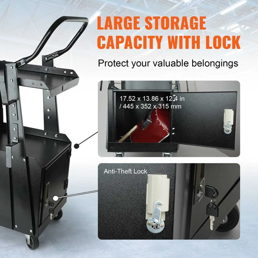 Suvirinimo vežimėlis, tvirtas, dviejų pakopų, užrakinamas, su ratukais