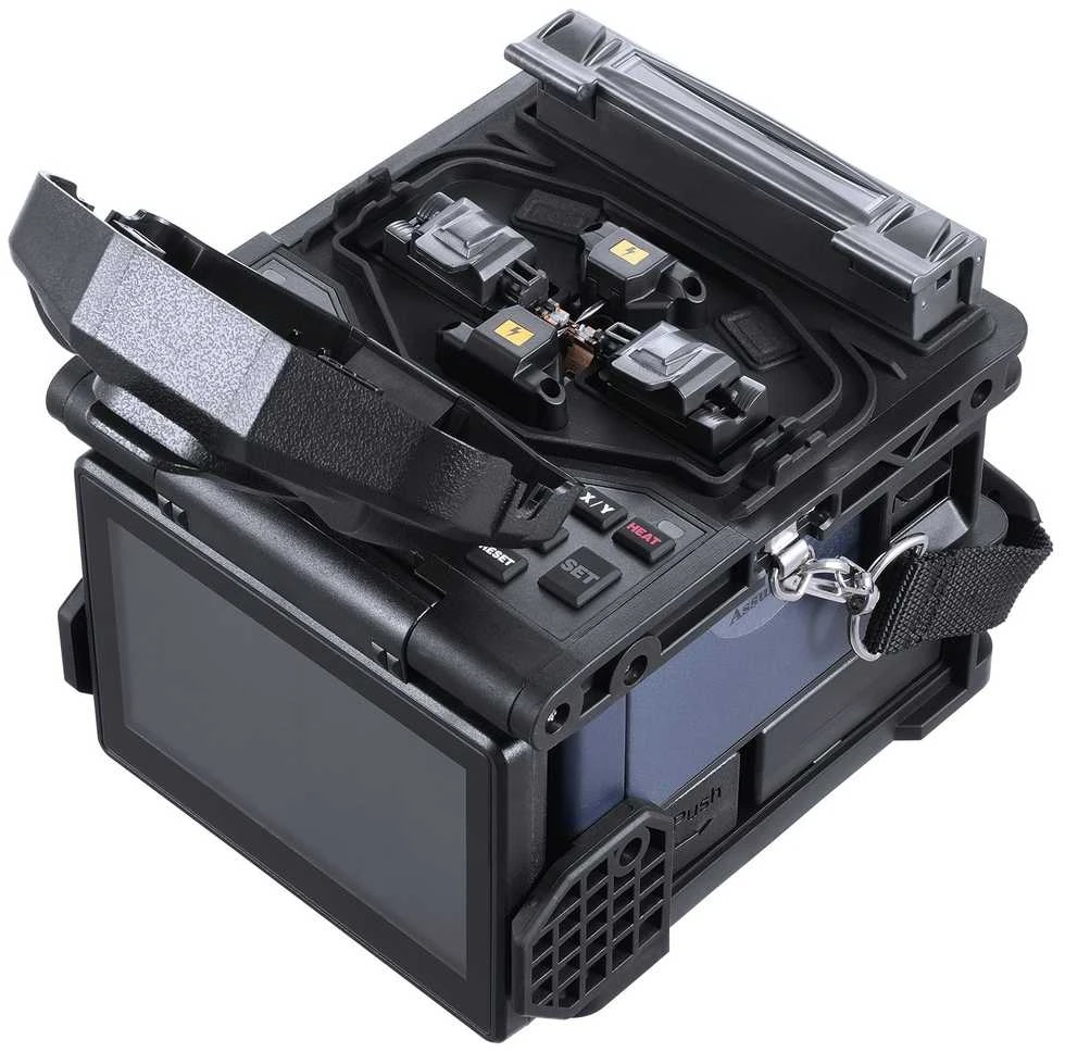 Šviesolaidžio suvirinimo aparatas, 6 varikliai, 6s suvirinimas, 13s kaitinimas, 5" LCD, greitas, preciziškas, optinių skaidulų sujungėjas