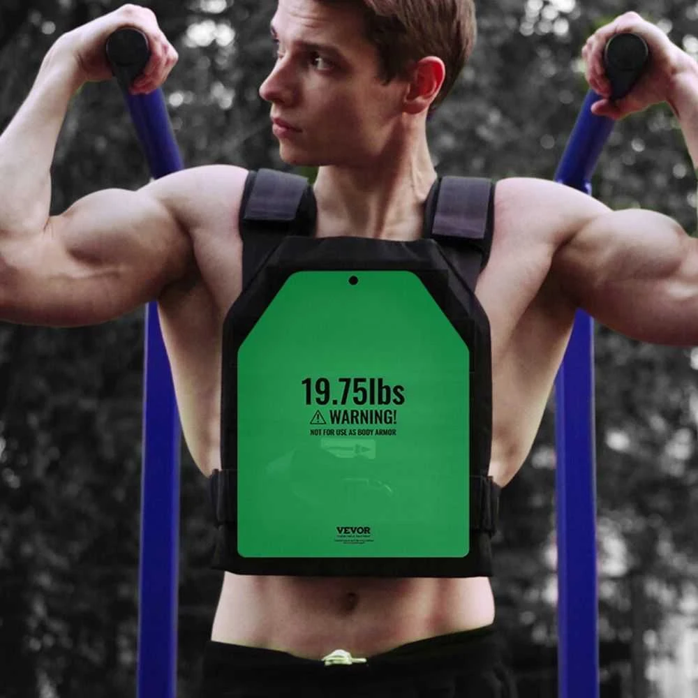 Svorio liemenės plokštės, 9kg plieninės plokštės svorio liemenėms, jėgos treniruotės, bėgimas, treniruočių intensyvumas, reguliuojami fitneso svoriai