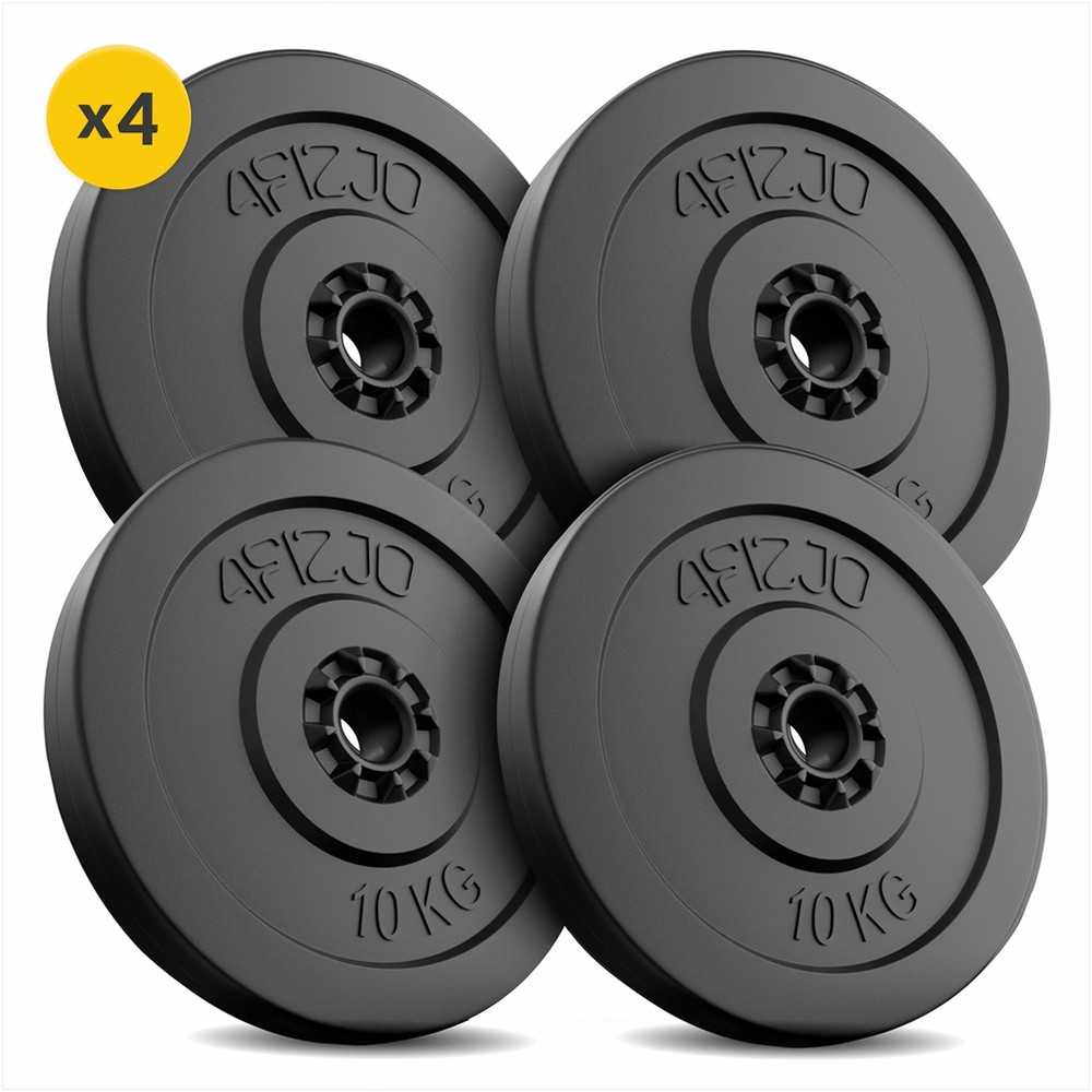 Svorių rinkinys, 40 kg, jėgos treniruotėms, universalūs sporto salės svoriai, juodi kompozitiniai svoriai