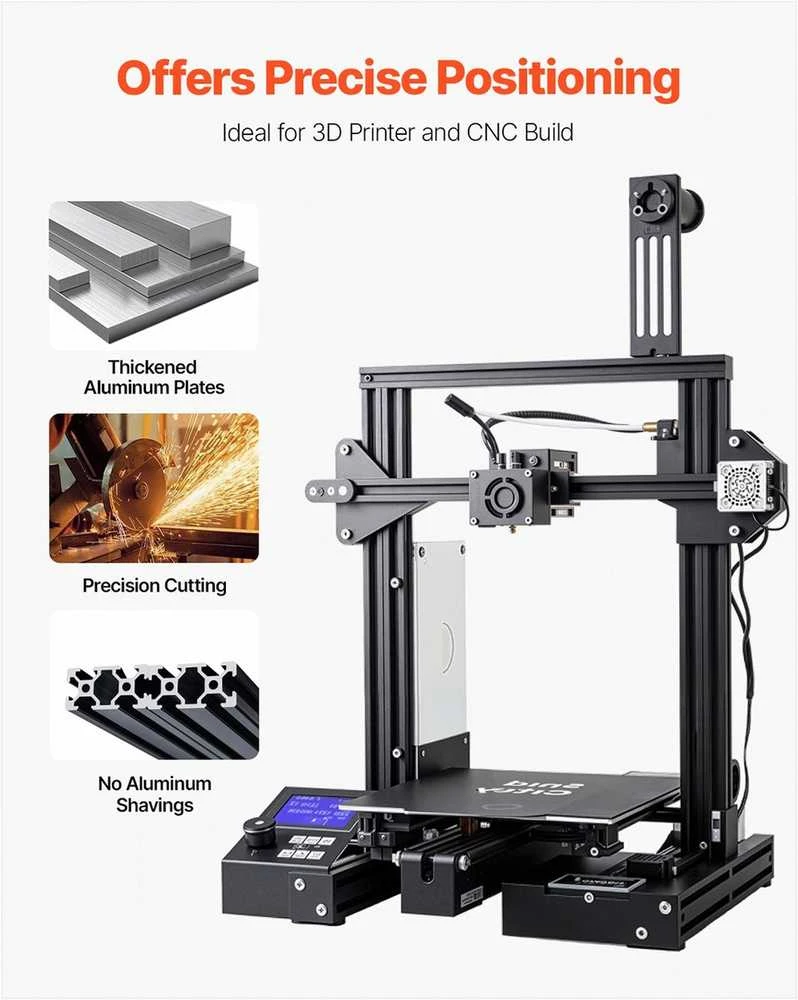T-formos 2040 aliuminio ekstruzijos profilis 3D spausdintuvams ir CNC staklėms, anoduotas didelio tvirtumo linijinis bėgelis, Europos standarto ekstruzinio aliuminio profilis, juodas, rėmų konstrukcijoms