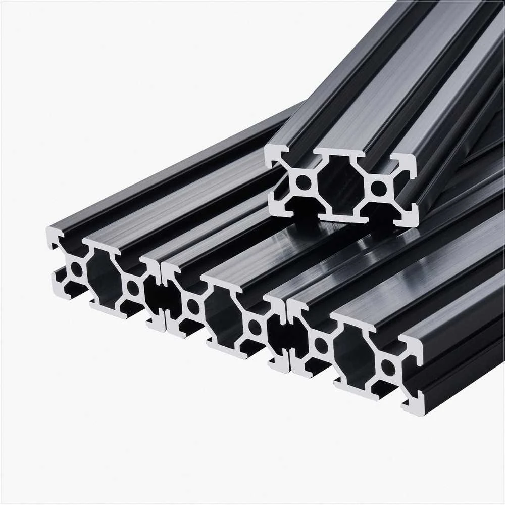 T-formos 2040 aliuminio ekstruzijos profilis, 1000mm linijinis bėgelis 3D spausdintuvui CNC staklėms, anoduotas juodas aliuminio profilis, Europos standarto konstrukcinis rėmas