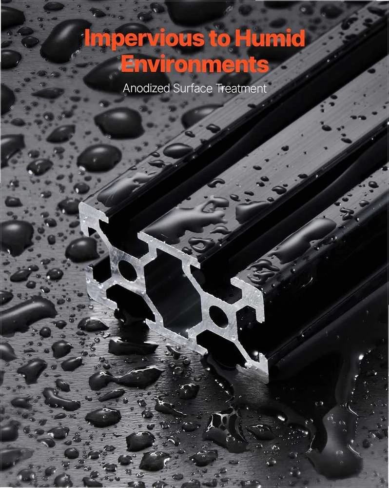 T-formos 2040 aliuminio ekstruzijos profilis 3D spausdintuvams ir CNC staklėms, anoduotas didelio tvirtumo linijinis bėgelis, Europos standarto ekstruzinio aliuminio profilis, juodas, rėmų konstrukcijoms