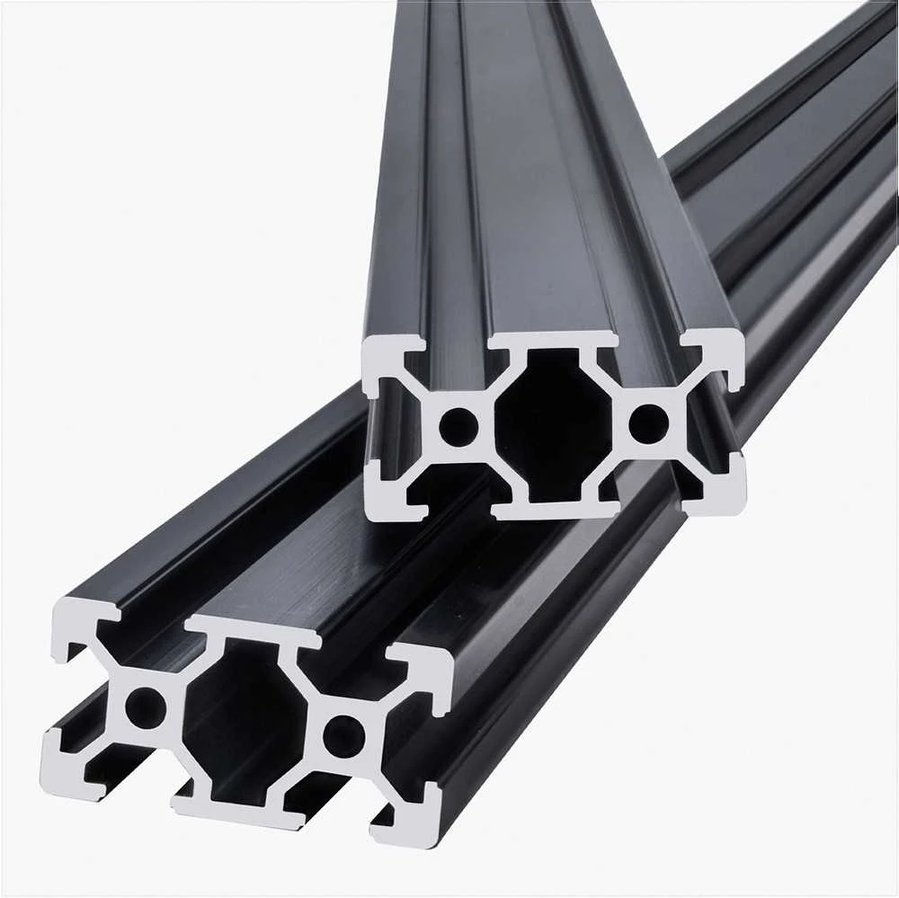 T-formos 2040 aliuminio ekstruzijos profilis, 1000mm linijinis bėgelis 3D spausdintuvui CNC staklėms, anoduotas juodas aliuminio profilis, Europos standarto konstrukcinis rėmas