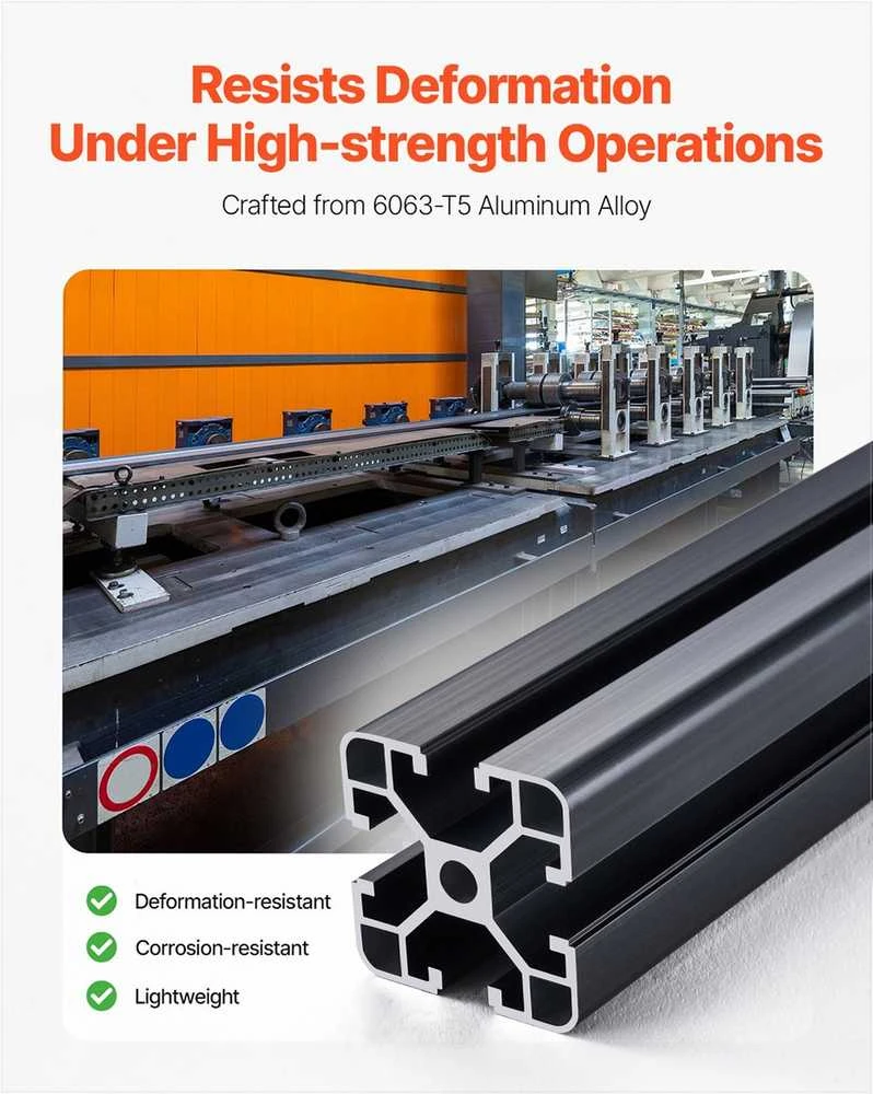 T-formos aliuminio ekstruzijos profilis 4040, 1000mm linijinis bėgelis 3D spausdintuvui CNC staklėms, anoduotas juodas aliuminio profilis, Europos standarto konstravimo rinkinys, rėmų medžiaga