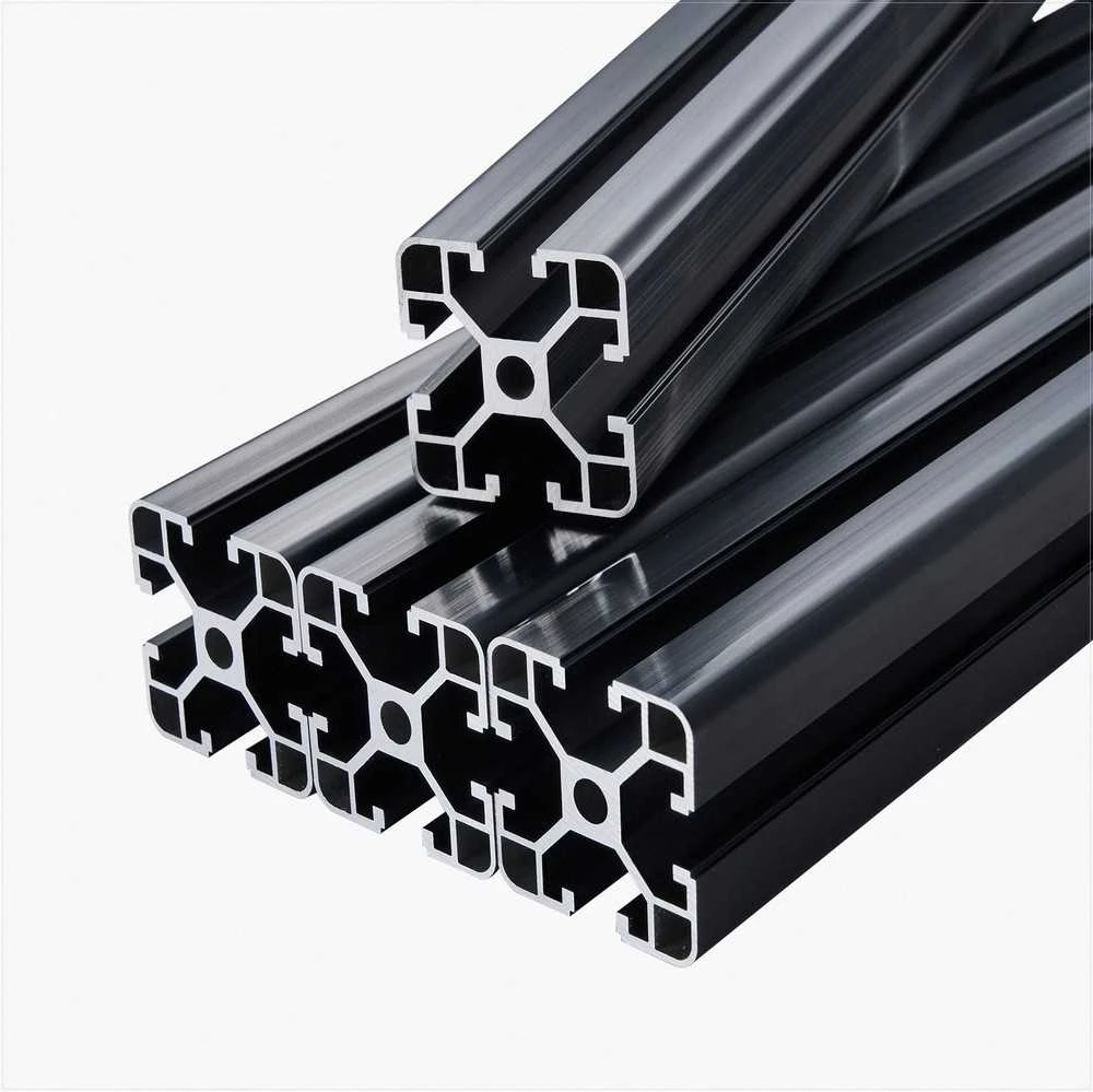 T-formos aliuminio ekstruzijos profilis 4040, 1000mm linijinis bėgelis 3D spausdintuvui CNC staklėms, anoduotas juodas aliuminio profilis, Europos standarto konstravimo rinkinys, rėmų medžiaga