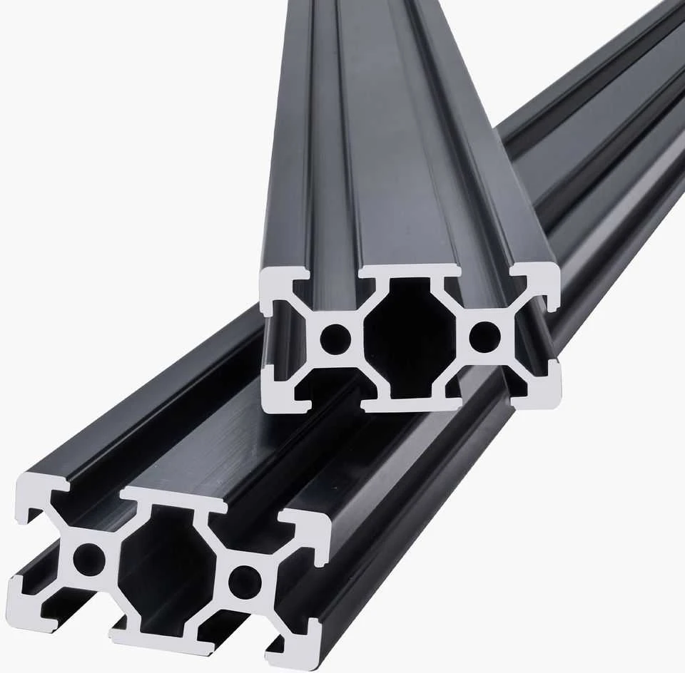 T formos griovelio aliuminio profilis, 2040 linijinis bėgis, ekstruzinis aliuminio bėgis CNC, 590 mm aliuminio ekstruzija, juodas aliuminio profilis 3D spausdintuvams
