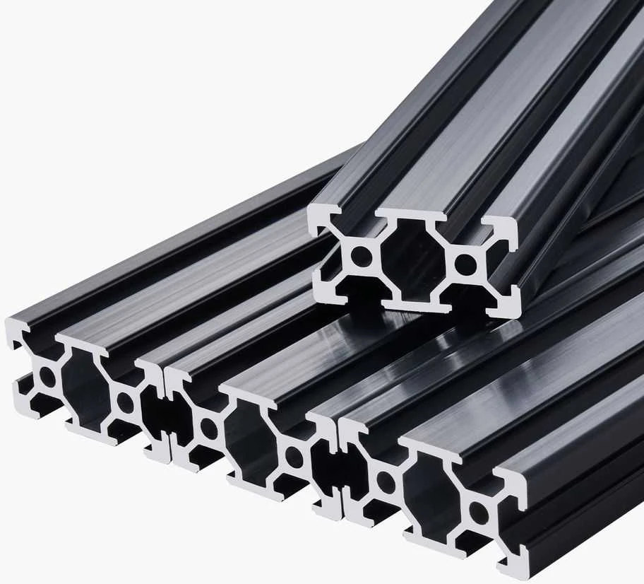 T formos griovelio aliuminio profilis, 2040 linijinis bėgis, ekstruzinis aliuminio bėgis CNC, 590 mm aliuminio ekstruzija, juodas aliuminio profilis 3D spausdintuvams