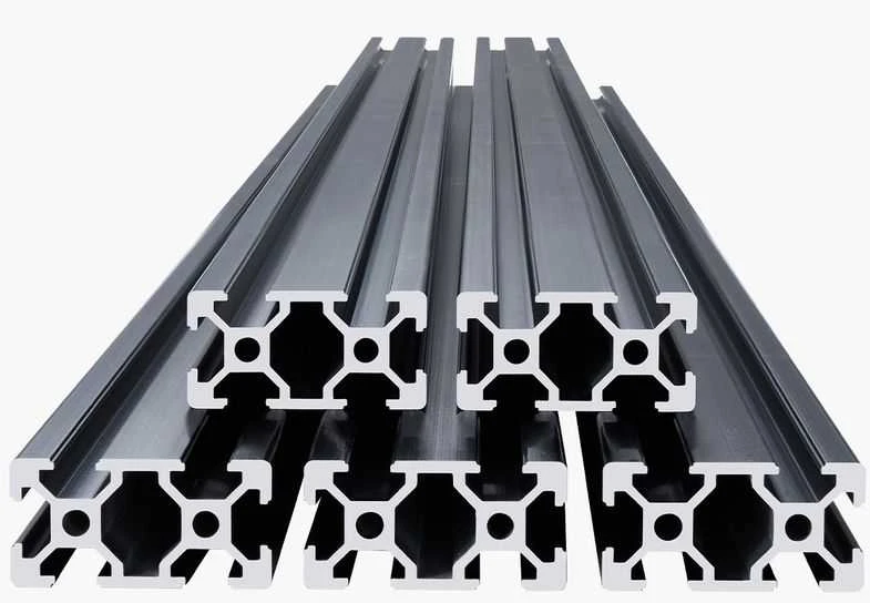 T formos griovelio aliuminio profilis, 2040 linijinis bėgis, ekstruzinis aliuminio bėgis CNC, 590 mm aliuminio ekstruzija, juodas aliuminio profilis 3D spausdintuvams