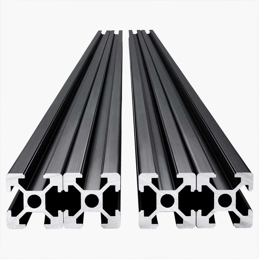 T slot 2020 aliuminio profilis 1200 mm, juodas anoduotas linijinis bėgelis 3D spausdintuvui, CNC staklėms ir lazeriniam graviravimui, modulinė aliuminio konstrukcija rėmams