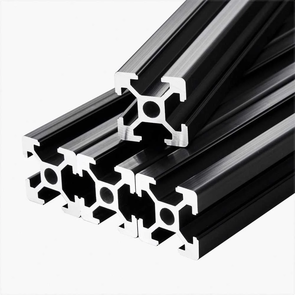 T slot 2020 aliuminio profilis 1200 mm, juodas anoduotas linijinis bėgelis 3D spausdintuvui, CNC staklėms ir lazeriniam graviravimui, modulinė aliuminio konstrukcija rėmams