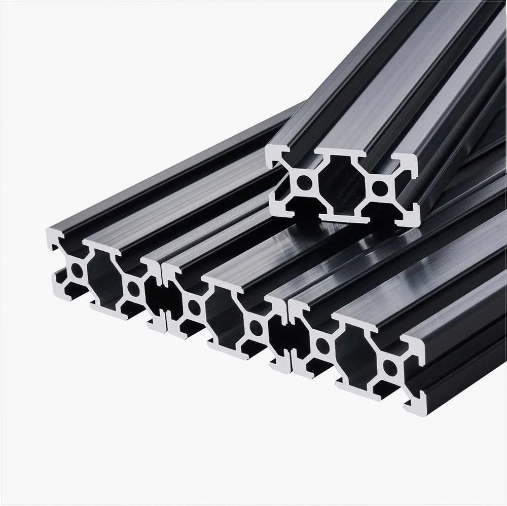 T Slot 2040 aliuminio ekstruzijos profilis, anoduotas linijinis bėgelis 3D spausdintuvui CNC staklėms lazeriniam graviravimui, 1000 mm ilgis, didelio stiprumo aliuminio profilis, juodas aliuminio rėmas