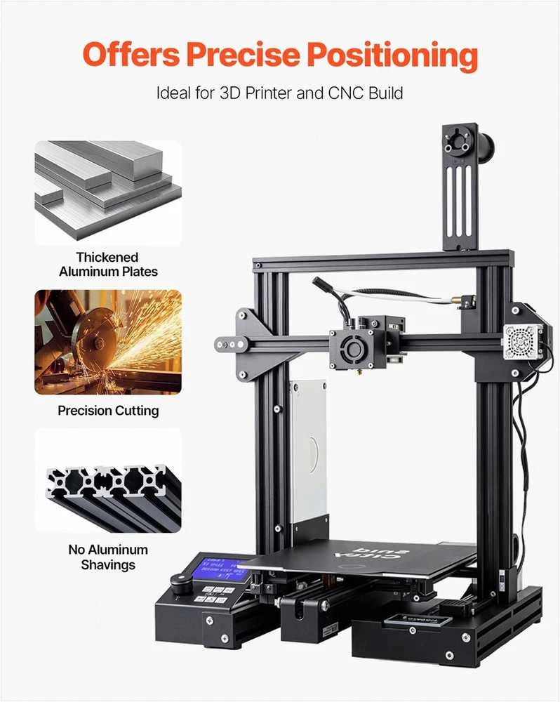 T Slot 2040 aliuminio ekstruzijos profilis, anoduotas linijinis bėgelis 3D spausdintuvui CNC staklėms lazeriniam graviravimui, 1000 mm ilgis, didelio stiprumo aliuminio profilis, juodas aliuminio rėmas