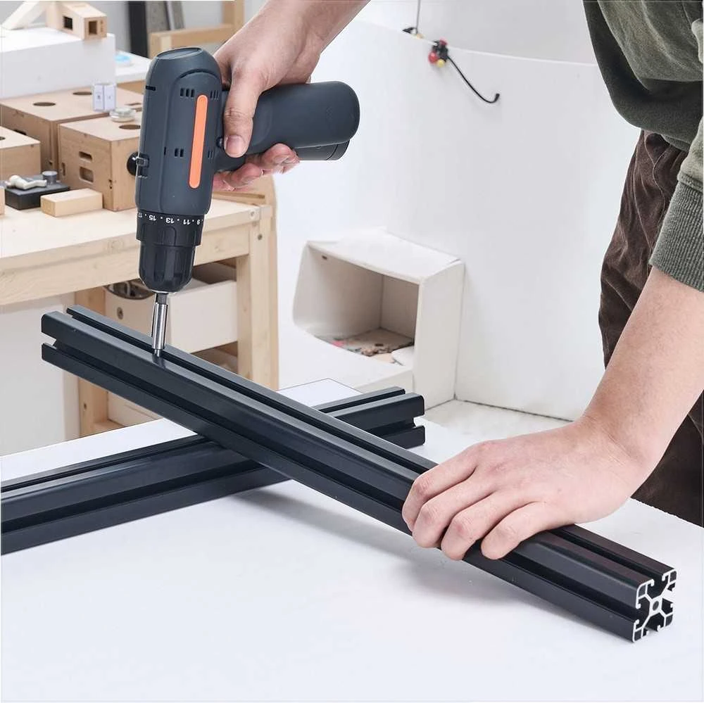 T-slot aliuminio profilis 600 mm linijinis bėgis 3D spausdintuvui CNC staklėms DIY, didelio stiprumo anoduotas profilis, modulinė konstrukcinė sistema, aliuminio konstrukcija