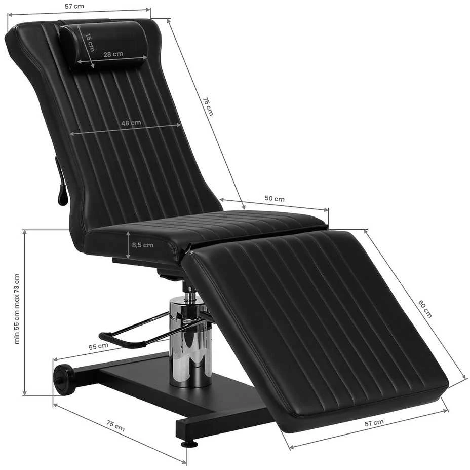 Tatuiruočių kėdė, hidraulinė reguliuojama, juoda sintetinė oda, patogi studijos kėdė, ergonominė tatuiruočių lova