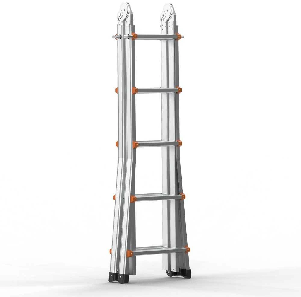 Teleskopinės kopėčios A forma 5.12 metrų išplėtimas daugiafunkcinis reguliuojamas vyris aliuminio lydinys sulankstomos teleskopinės kopėčios namų priežiūros remontui