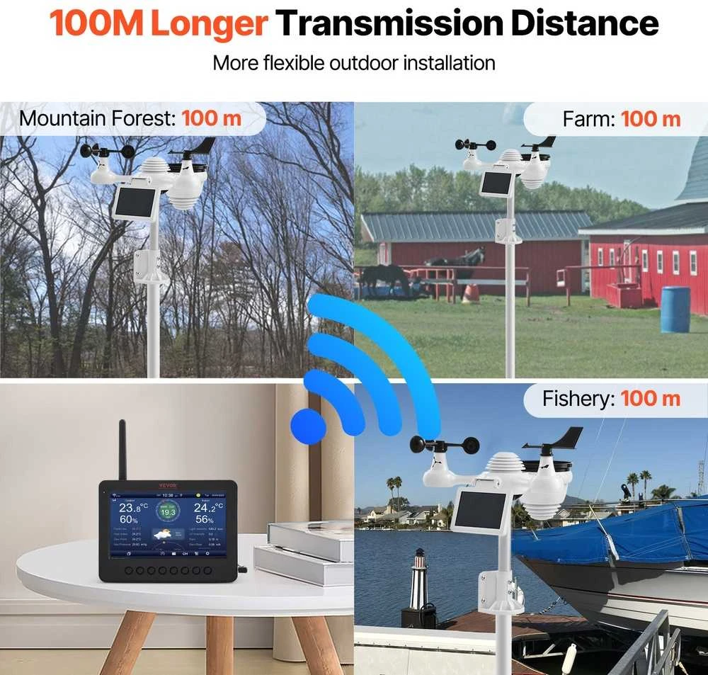 VEVOR Meteorologinė bevielė orų stotelė YT60233 7in1 WiFi