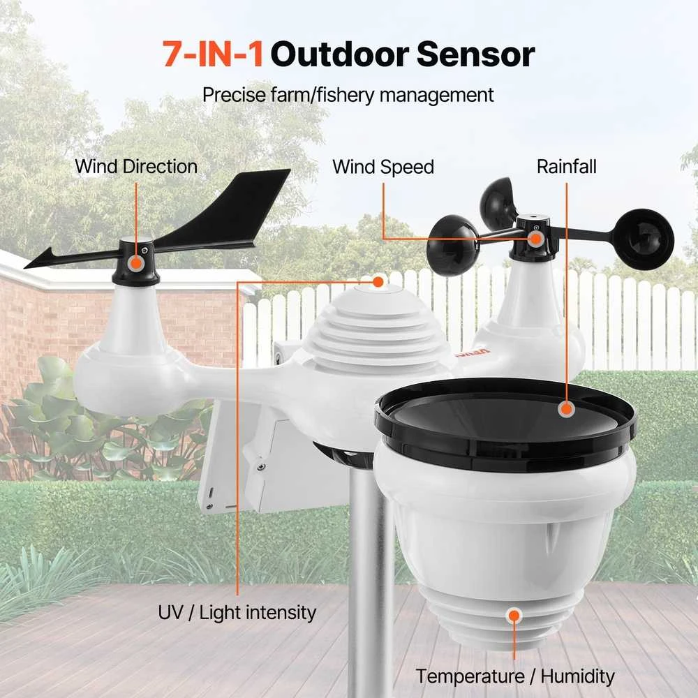 VEVOR Meteorologinė bevielė orų stotelė YT60233 7in1 WiFi