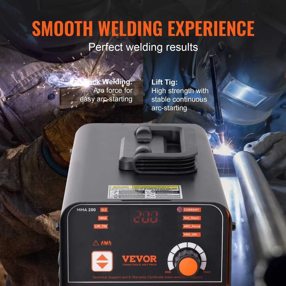 TIG/MMA Suvirinimo Aparatas 220V 200A, 2in1, Hot Start, Elektrodinis, IGBT