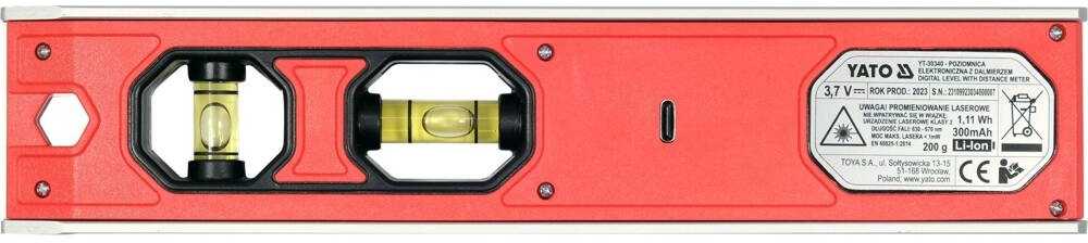 Torpedos lygis su lazeriniu atstumo matuokliu, elektroninis skaitmeninis lygis, 230 mm gulsčiukas, lazerinis lygis su atstumo matuokliu