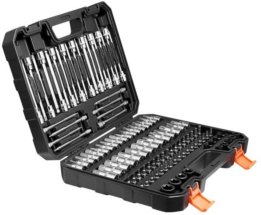 Torx antgalių rinkinys, 107 dalių mechanikų įrankių rinkinys, S2 plieno šešiabriaunių raktų rinkinys automobilių remontui, apsauginių antgalių rinkinys