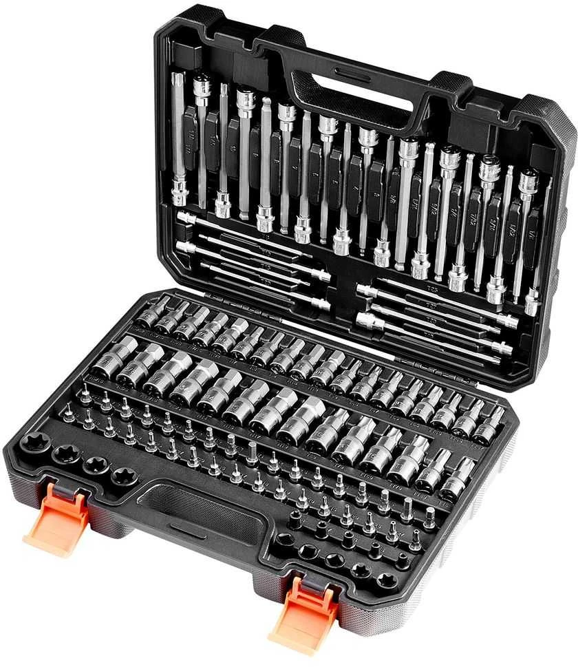 Torx antgalių rinkinys, 107 dalių mechanikų įrankių rinkinys, S2 plieno šešiabriaunių raktų rinkinys automobilių remontui, apsauginių antgalių rinkinys