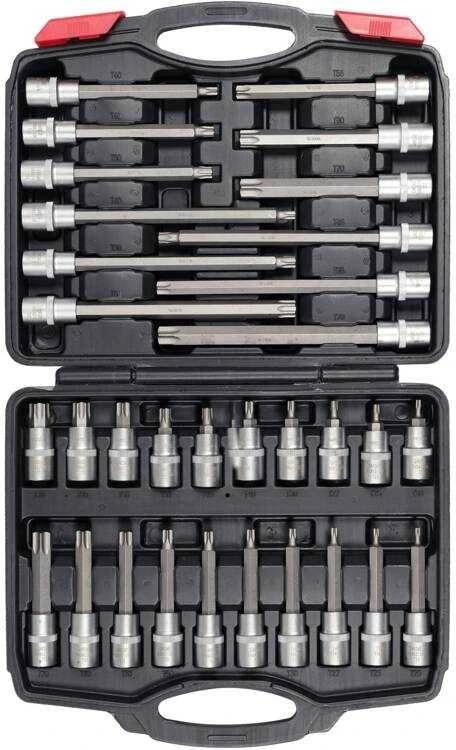 Torx raktų rinkinys 32 vnt., skirtas automobiliams ir technikai, Torx veržliarakčių rinkinys, Torx antgalių rinkinys, Torx galvučių rinkinys