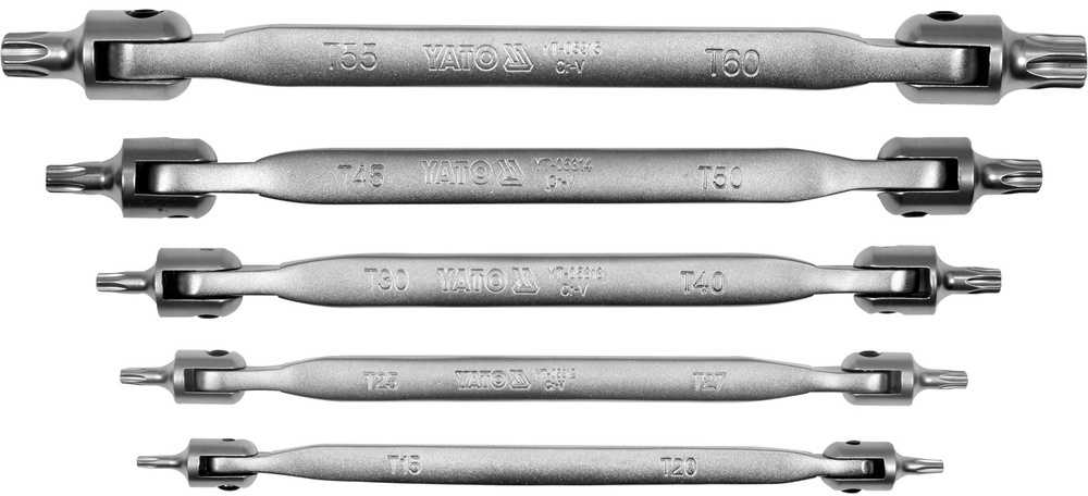 Toya Sa Poland Dvipusių šarnyrinių raktų rinkinys | T-Star (Torx) T15 -T60 (YT-05320)
