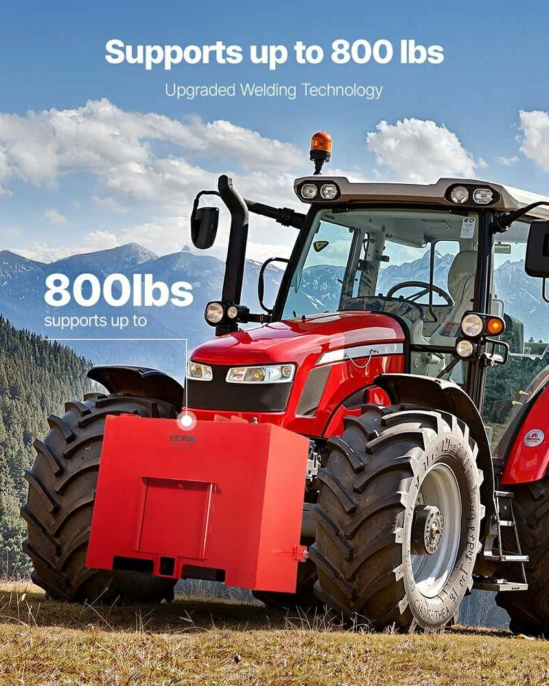Vevor Traktoriaus balasto dėžė, 3 taškų 1 kat. prikabinimas, 362.87 kg, raudona atsvaro dėžė, sunkio dėžė, balastinis svoris
