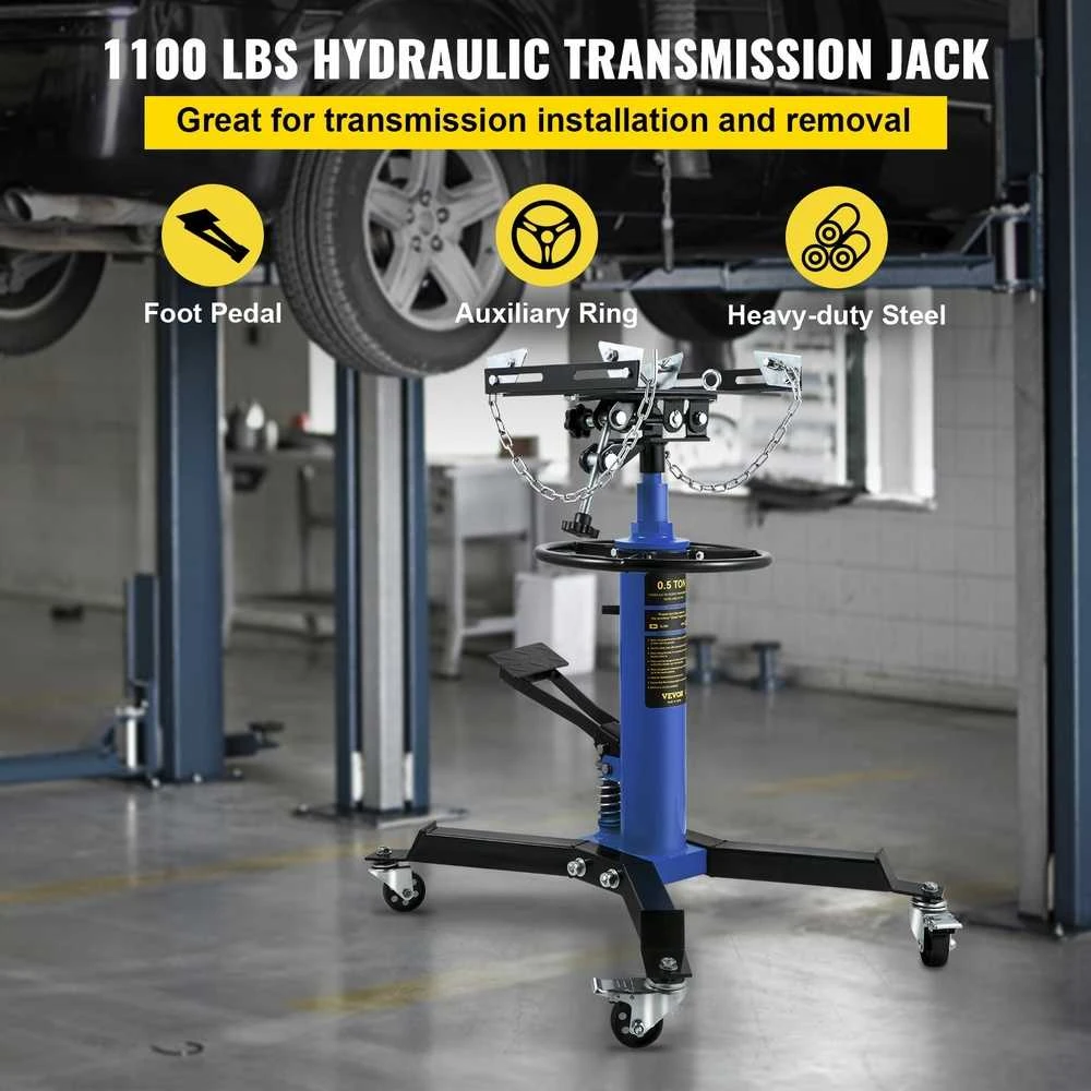 Transmisijos kėliklis 500kg automobilių remontui, hidraulinis, transmisijos keltuvas, pavarų dėžės kėliklis