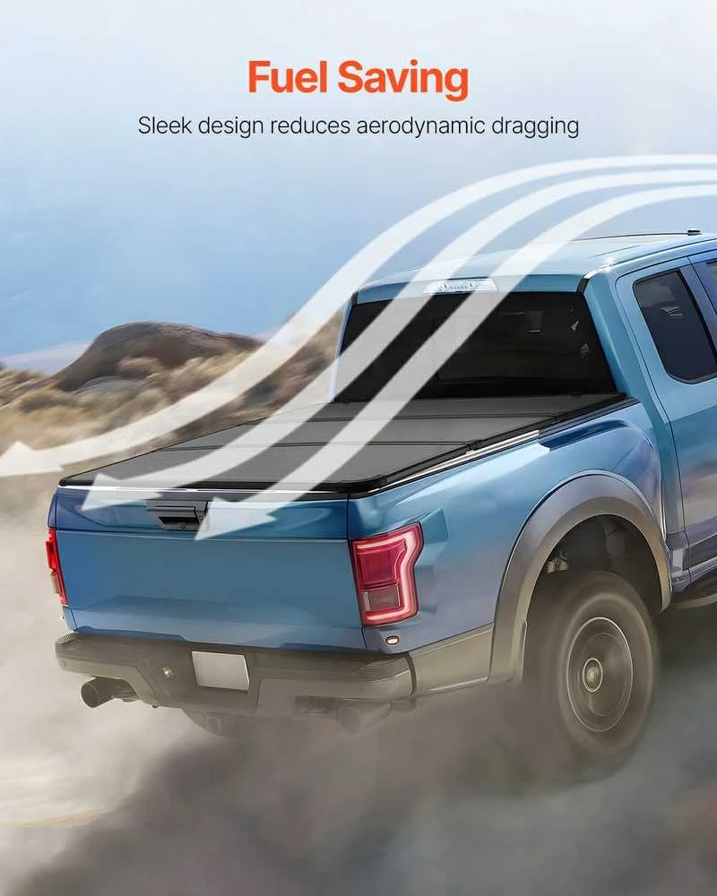 Trigubo sulankstymo „Tonneau“ uždangalas, skirtas „Toyota Tundra“, sunkvežimio krovinių skyriaus uždangalas su LED šviesa, vandeniui atsparus aliuminio „Tonneau“ uždangalas