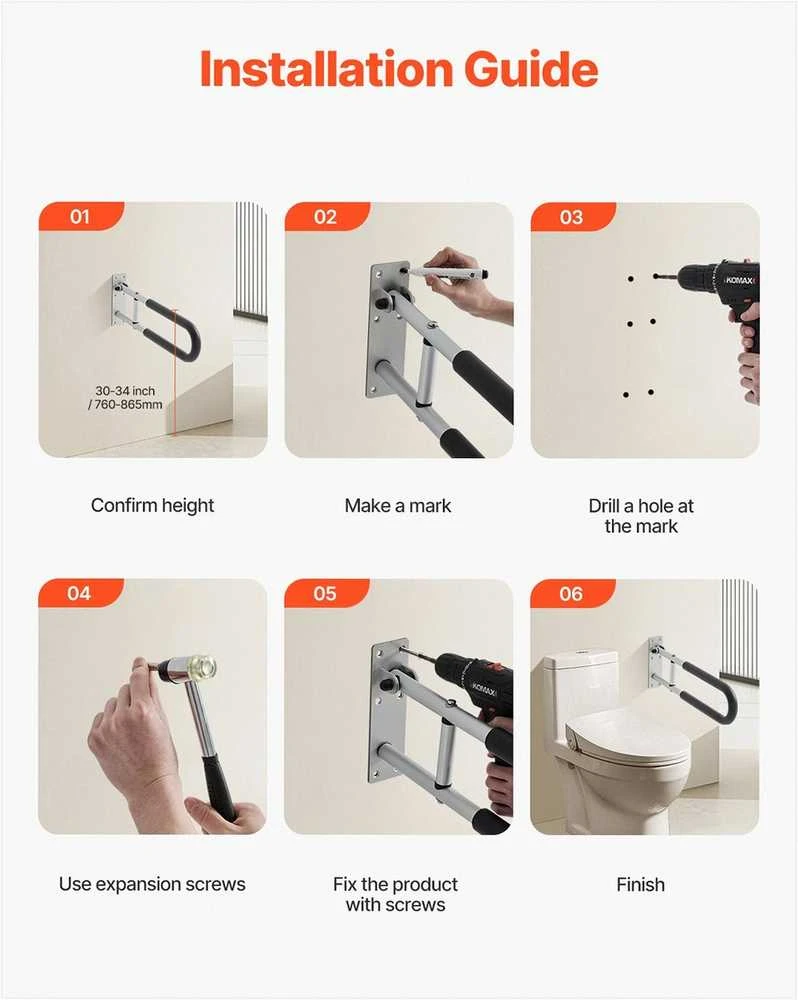 VEVOR Sulankstoma tualeto atrama neįgaliesiems