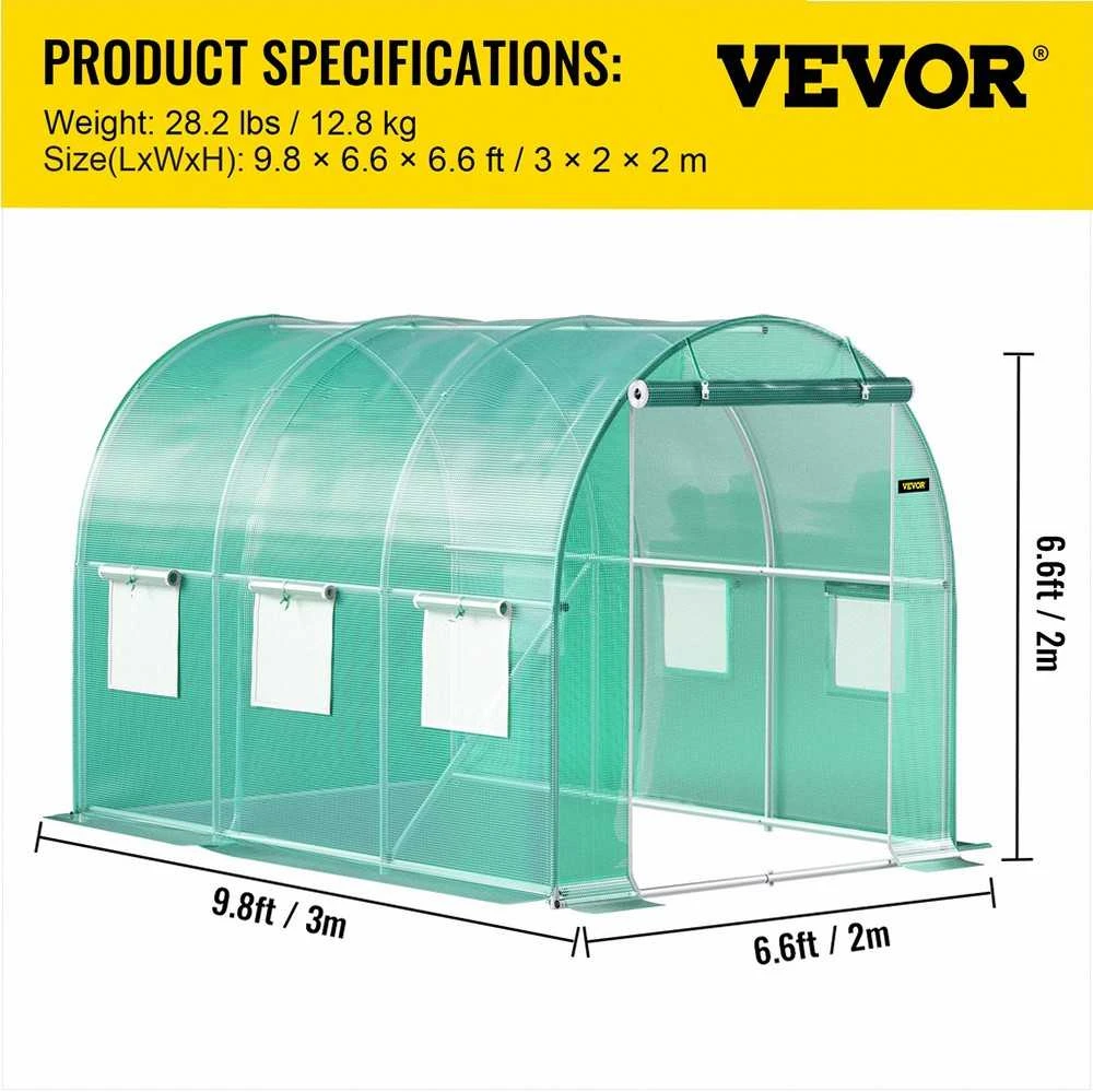 VEVOR Pravažiuojamas tunelinis šiltnamis 3 x 2 x 2 m